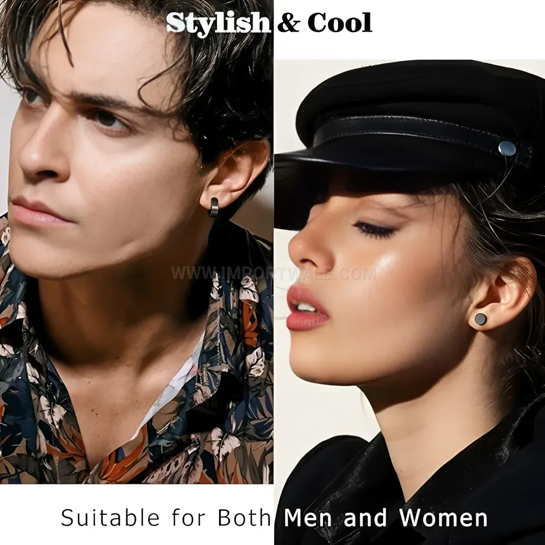 Bold Minimalist Titanium Steel Geometric Ear Stud Hoop Set
