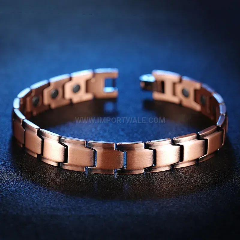 Premium Vintage Red Copper Single-Row Neodymium Magnetic Couples Bracelet