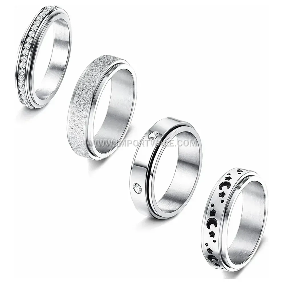 Celestial Stainless Steel Spinner Ring Set