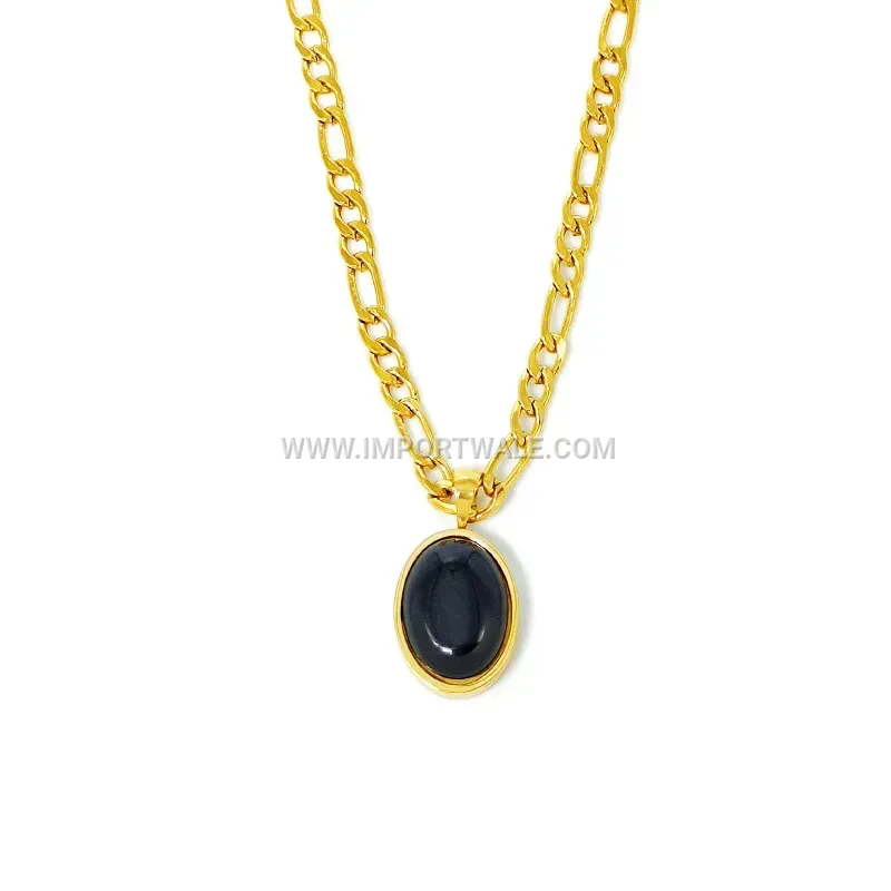 Gold Plated Stainless Steel Crystal Zircon Pendant Necklace