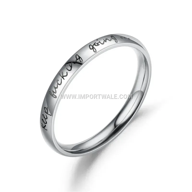 Slim Stainless Steel Motivational Engraved Stacking Ring