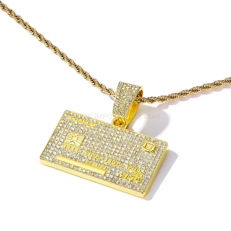 Rhinestone Paved Gold Plated Large Bail Hip Hop Pendant