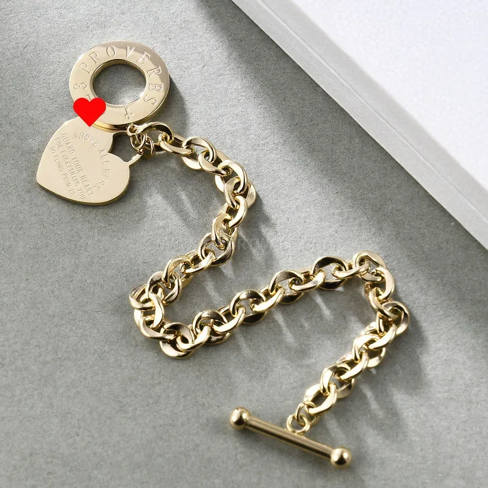Roman Numeral Cross Stainless Steel Toggle Bracelet