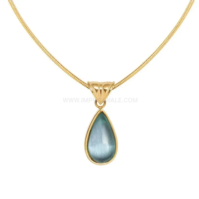 Bold French Vintage Teardrop Pendant Stainless Steel Clavicle Necklace