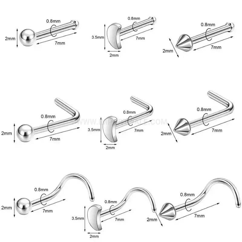 Trendy Minimalist Stainless Steel L-Shaped Nose Ring Piercing