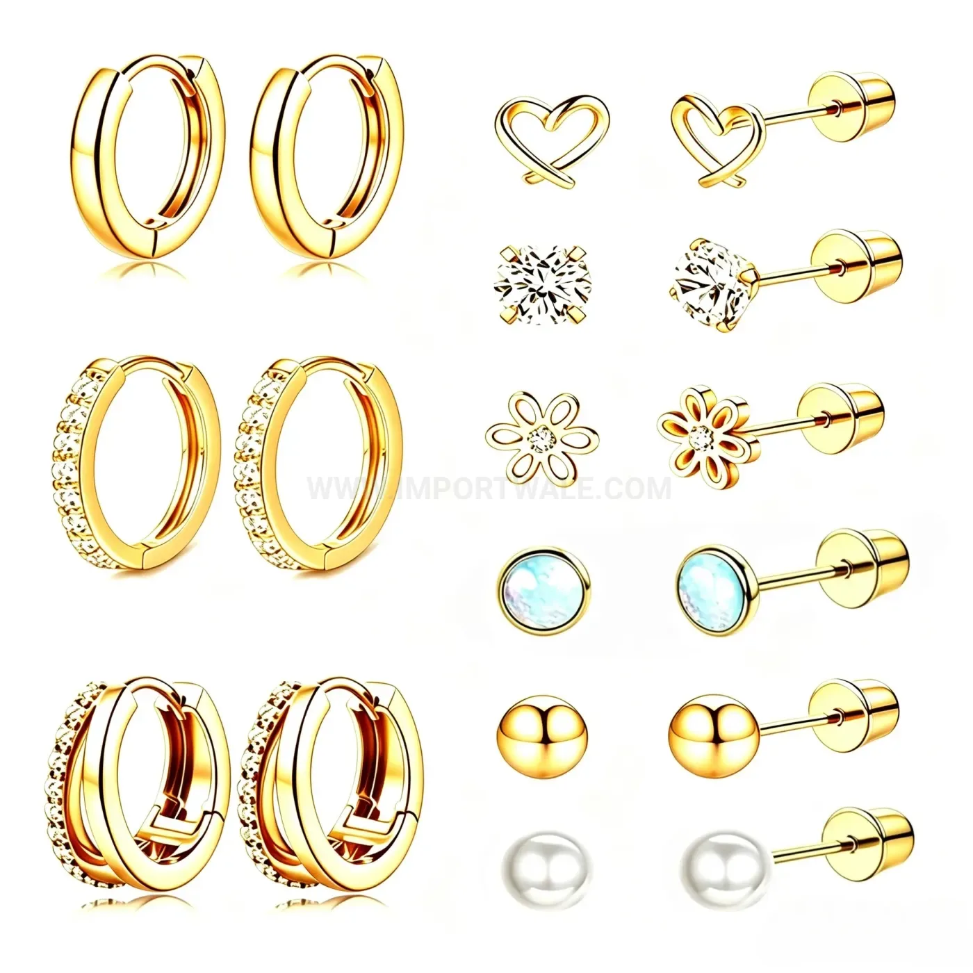 Chic Minimalist Stainless Steel Round Bead Flat Back Cartilage Piercing Stud Set