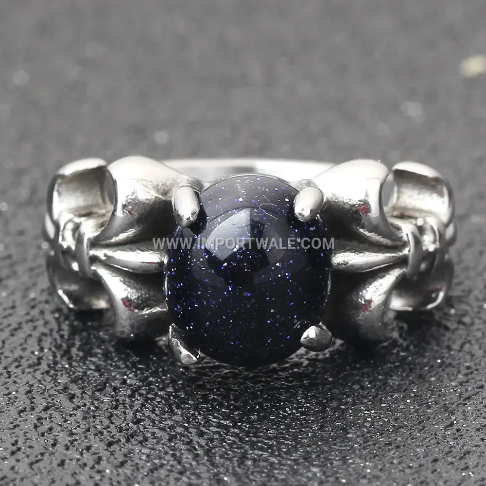 Dark Gothic Gemstone Stainless Steel Band Ring