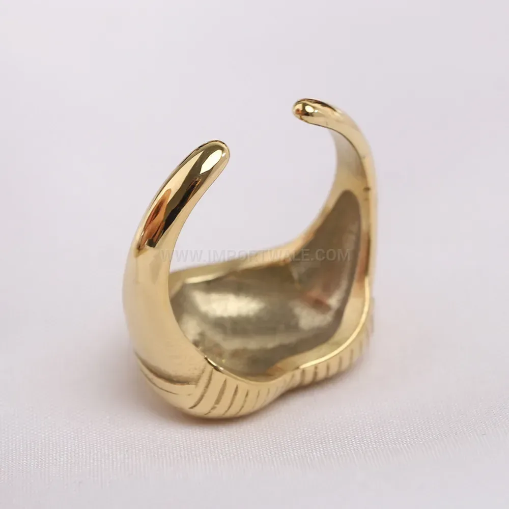 Modern Textured Heart Open Stainless Steel Adjustable Ring