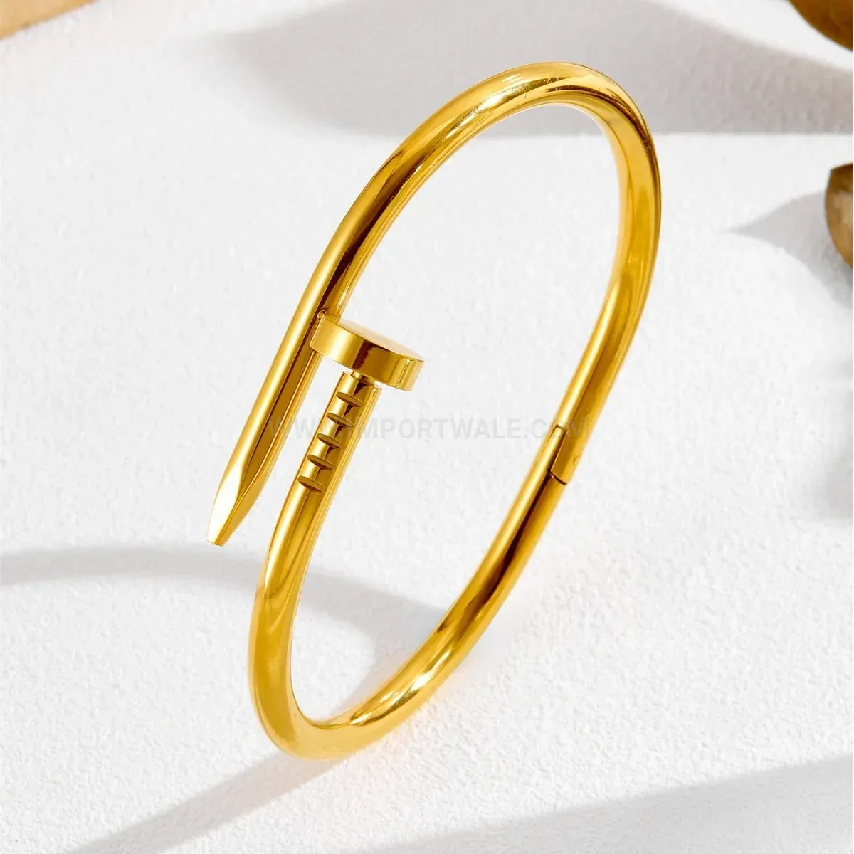 Classic Sleek Plated Titanium Steel Nail Bangle Bracelet