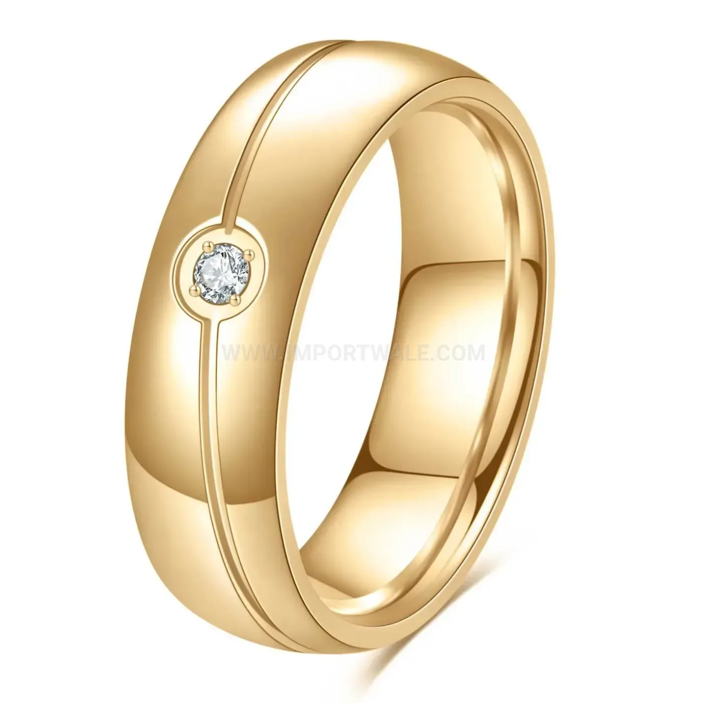 Bold Minimalist Diagonal Twill Stainless Steel Solitaire Ring
