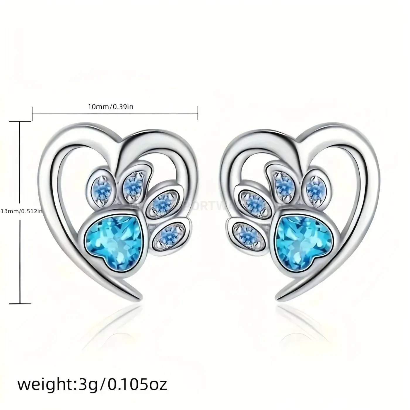 Fashion Stainless Steel Cute Heart Paw Print Cartilage Piercing Stud