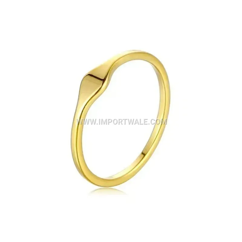 Slim Faceted Gold Stainless Steel Pinky Ring