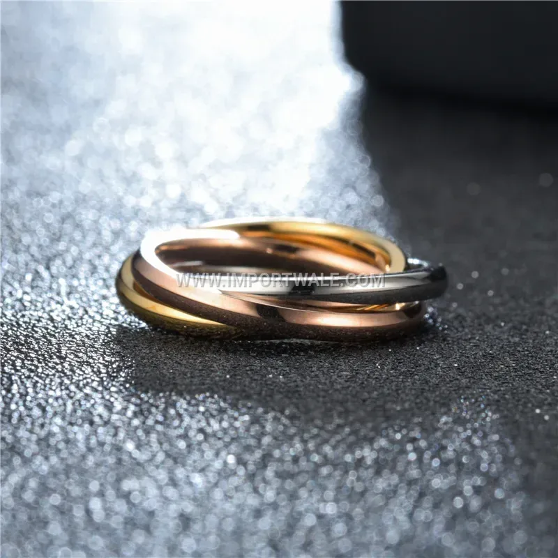 Interlocking Three Band Stainless Steel Rolling Ring